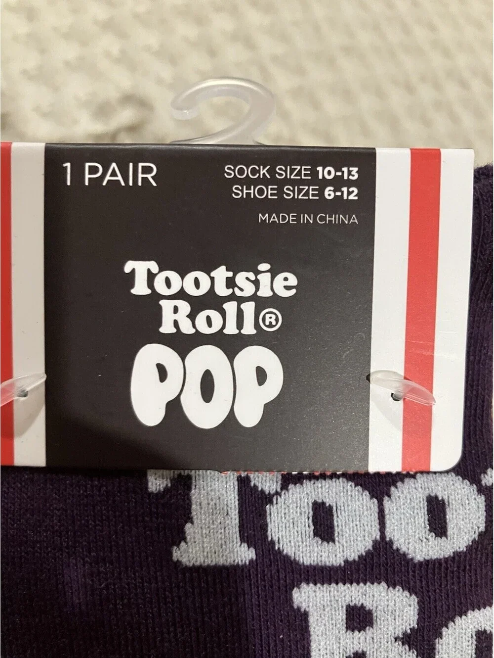 Tootsie Roll POP GRAPE Men's Size 10-13 Pair of Deep Purple Crew Socks NWT
